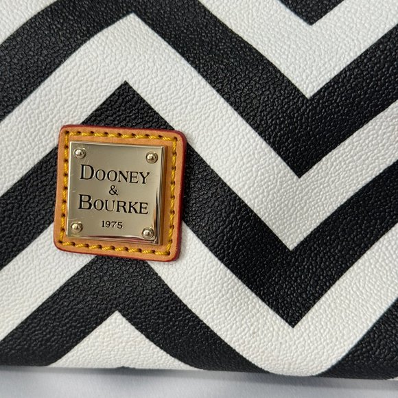Dooney & Bourke Chevron Leather Satchel Bag | Black and White Geometric … - Picture 4 of 16